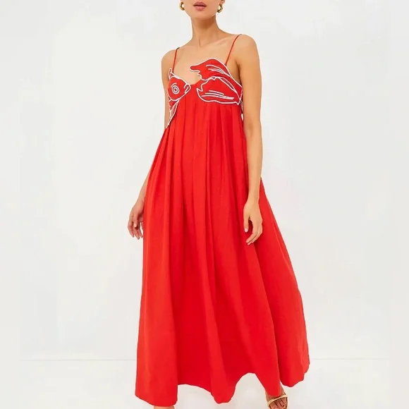 🌺🎉HP🎉🌺 NWT Farm Rio Red Fish Top Maxi Dress - Picture 7 of 16